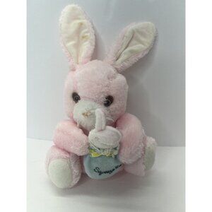 11" Vintage Knickerbocker Pink Bunny Rabbit Stuffed Animal Plush Toy Squeaks
